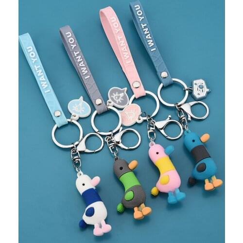 New Cartoon Bag Accessories Fashion PVC Soft Plastic Three-dimensional Doll Jewelry Duck Doll Keychain