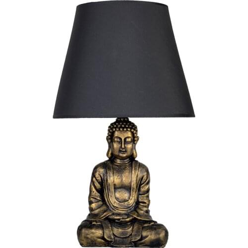 Qdec New Season Gift Fashion Home Office Bedroom Decorative Accessories Table Lamp Modern Designed Buddha Sculpture Lampshade Gold-gray