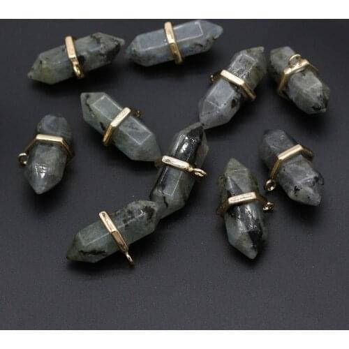 Natural semi-precious stones penddant flash stone two pointed pendant for jewelry making DIY necklace bracelet accessories