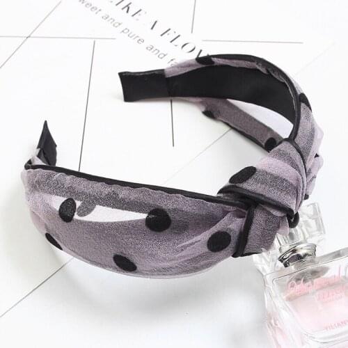 New Fashion Solid Color Wild Dots Knotted Mesh Headband Headband Women Girls Hair Accessories Headdress