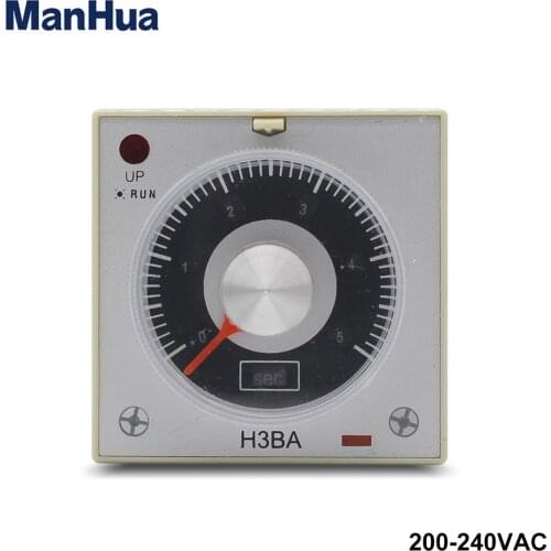 Manhua 220VAC delay timer relay time relay 0.5S-100H H3BA-8 8 Pin Timer industrial household