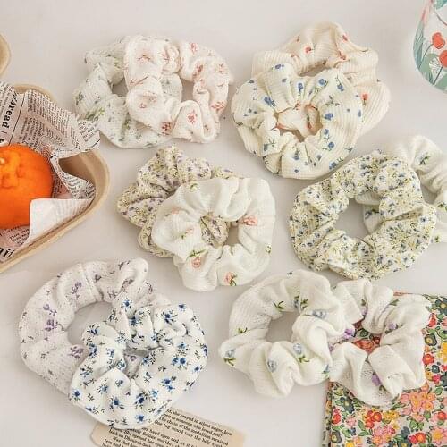 Korean Floral Print Scrunchies Fashion Hairband Hair Rope for Ponytail Holder Elastic Hair Band Sweet Hair Ties Hair Accessories