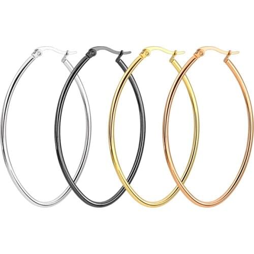 Todorova Trendy Stainless Steel Large Hoop Earrings Oval Circle Geometric Earrings For Women Ladies Fashion Jewelry Wholesale
