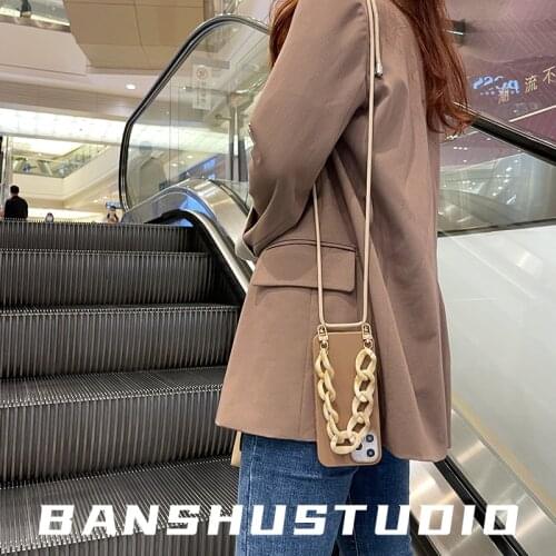 INS Crossbody Lanyard Necklace Marble chain silicone Case For Huawei P10 P20 P30 Pro P40 Lite E plus Mate 40 10 20 30 20X