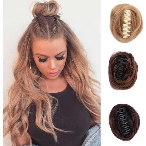 DIANQI Synthetic hair soft curly hair bun bundle elastic untidy wavy braid chignon wrapped around a ponytail woman