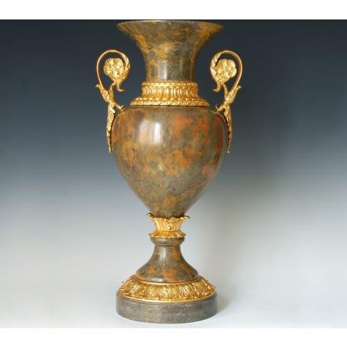 Vase Statue Sculpture Art Real Gold Plated Bronze and Marble Gorgeous Decoration Business Gift