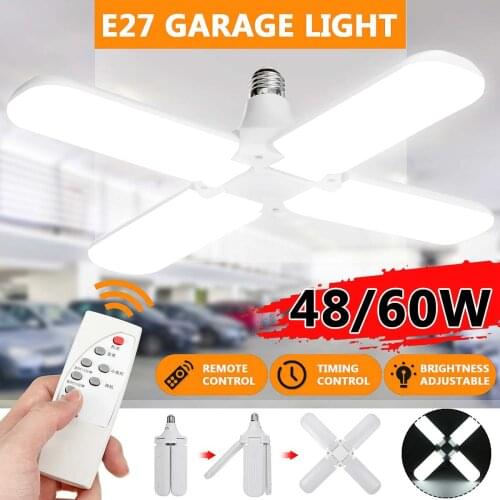 48W Super Bright Industrial Lighting E27 Led Fan Garage Light with Remote Control AC85-265V 5730 Led High Bay Industrial Lamp
