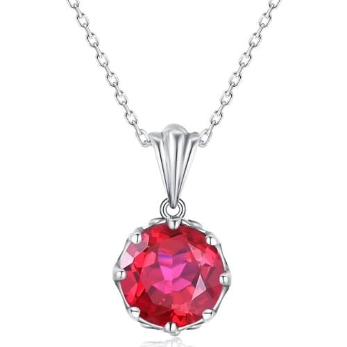 Szjinao Ruby Necklace Pendant Flower Carve Silver 925 Jewelry Women Pendants Gemstones jewellery Wedding Party Gifts Wholesale