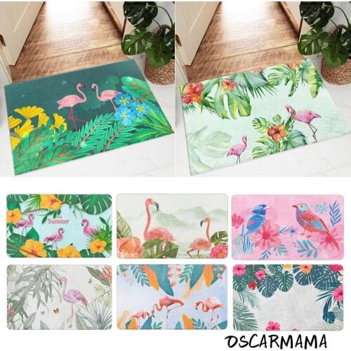 Tropical Jungle Flamingo Banana Leaves Southeast Door Bar Mat Girl Bedroom Laundry Hallway Carpet Interior Rug Home Decoration