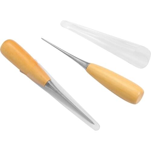 1Pcs Wood Gourd Canvas Leather Sewing Shoes Wood Handle Tool Awl Hand Stitching Taper Needle Tool Craft Supplies