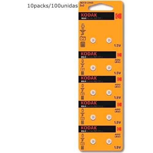 10 packs-100PC KODAK button AG12 10 piece BLISTER pack