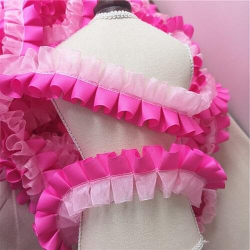 3meters/lot 5cm top grade Ribbed with Chiffon ribbon material pleats lace for dress for wedding decoration Free shipping X532