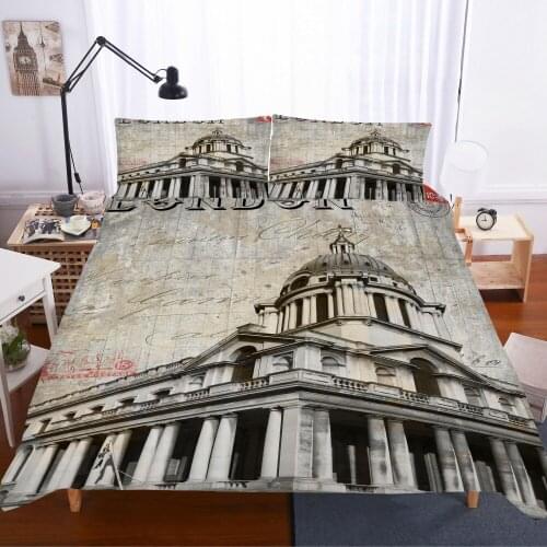 3 Piece Nostalgia Bedding Set 3D Eiffel Tower Print Duvet Cover Home Textile Bed Quilt Cover Single Queen King Bed Cover Set