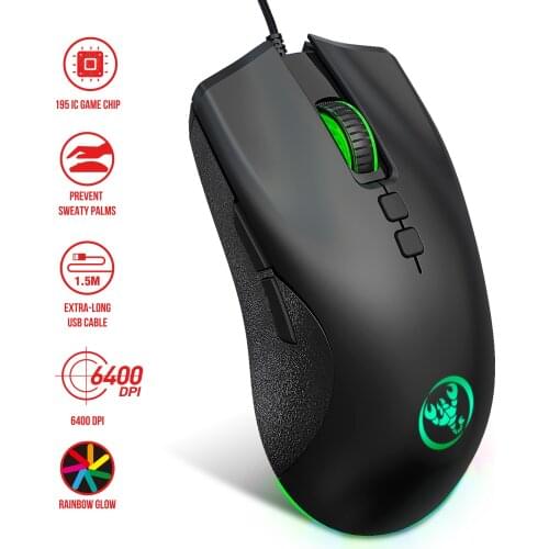 A883 6400 DPI USB Wired Gaming Mouse RGB Gamer Macro Programmin Mouses with 4 Adjustable Ergonomic Design for Desktop Laptop