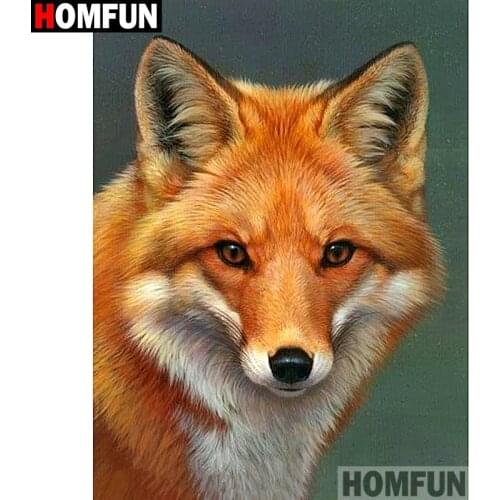 HOMFUN Full Square/Round Drill 5D DIY Diamond Painting "Animal fox" Embroidery Cross Stitch 3D Home Decor Gift A12109