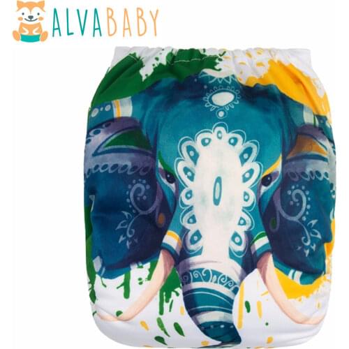 Alvababy Cloth Diapers Baby Digital Positioned Resauble Cloth Nappy for Baby with 1pc Microfiber Insert 2018