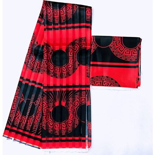 Silk fabric 4 yards+2 yards ribbon material african print fabric satin silk fabric new 2020 High quality ankara
