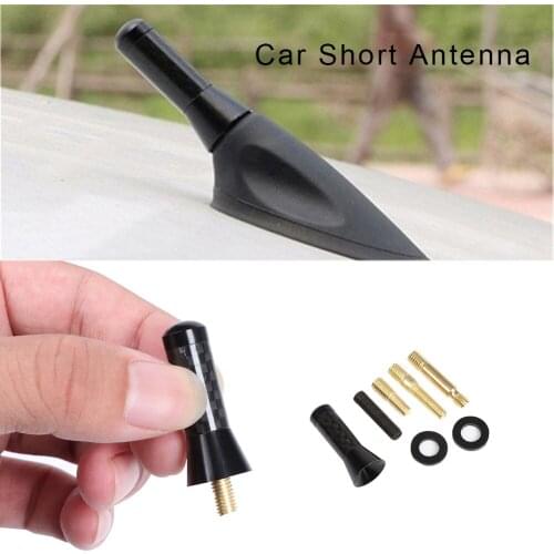 Car Short Antenna Aluminum Black 1.4" Shortest Carbon Fiber Vehicle Car Radio Antenna Aerial Universal Replacement Wholesale
