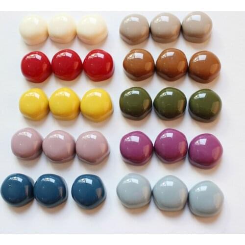 50pcs/lot 15mm color printing geometry irregular rounds shape resin flatback beads diy jewelry earring pendant accessory