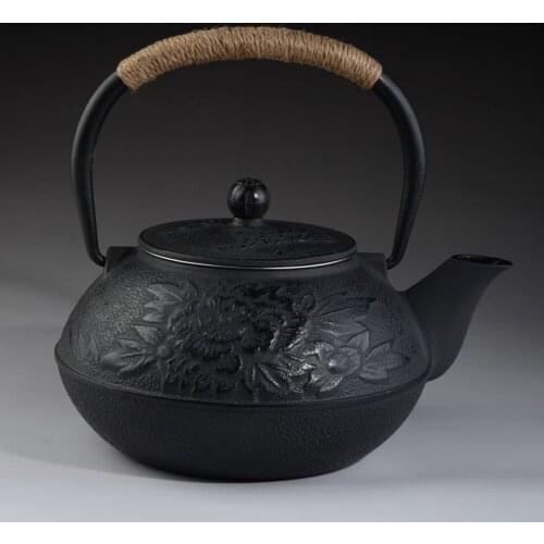 CAST IRON TEA POT SET JAPANESE TEAPOT TETSUBIN KETTLE WITH METAL NET FILTER 900ML PEONY KUNG FU TEA INFUSERS AUTHENTIC WHOLESALE