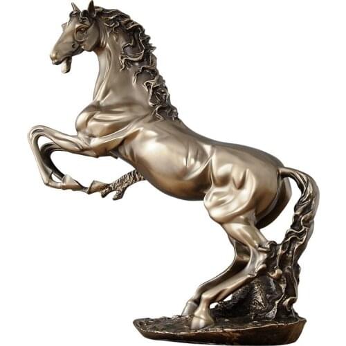 WU CHEN LONG 29.5/44CM Fine Horse Statue Bronze Horse Art Sculpture Abstract Animal Figurine Resin Crafts Home Decorations R1375