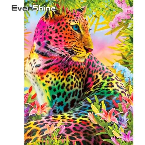 EverShine Diamond Art Painting Animals Cross Stitch Diamond Mosaic Leopard Picture Rhinestones Handmade Hobby Home Decoration