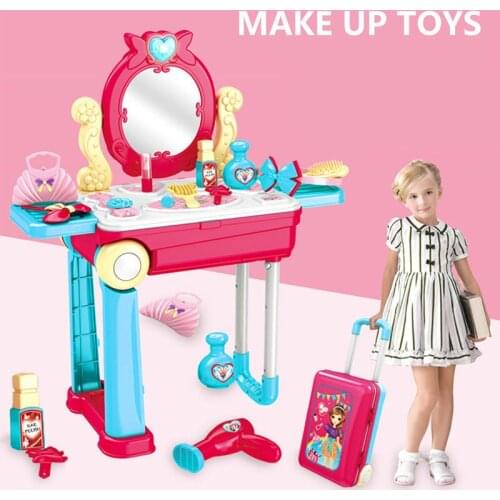 Girl Makeup Toys Children Enlightenment Princess Simulation Dressing Table Simulation Play House Trolley Set Leisure Toys Gift