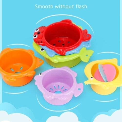 83XC Todder Bath Toys for Kids1-3 Year Old Bathroom Stacked Cups Baby Birthday Gifts Creative Baby Water Colorful Toys