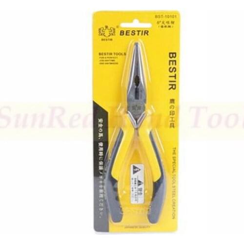 BESTIR taiwan yellow and black chromium-vanadium 6" tools pliers long nose ANSI and DIN NO.10101 freeshipping wholesale