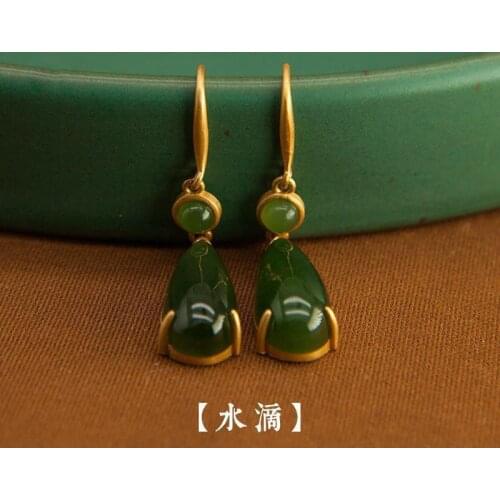 [Water Drop] Hetian White Jade Earrings/Stud Earrings Female S925 Sterling Silver Super Fairy Chinese Style Retro National Style