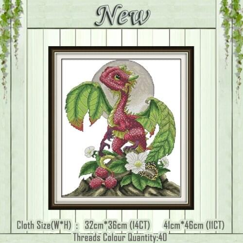 Raspberry dragon cartoon animal painting counted printed on the canvas DMC 11CT 14CT kits Cross Stitch embroidery needlework Set