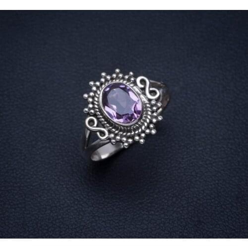 Natural Amethyst Handmade Unique 925 Sterling Silver Ring 6.25 A3989