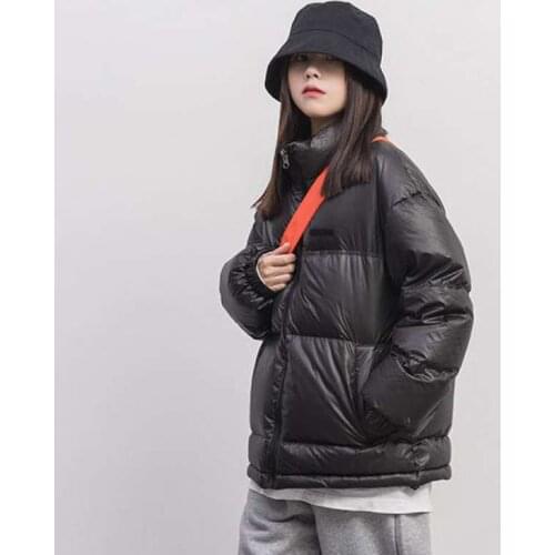 Womens Winter Jacket Clothes Thickened Winter Stand Collar Loose Thin Down Cotton-Padded Clothes Short Bread Overcoat