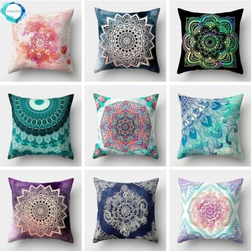 Mandala Pattern Decorative Polyester Cushion Cover Sofa Decorative Pillow Cover Pillow Protectors for Sofa Car Home Decor