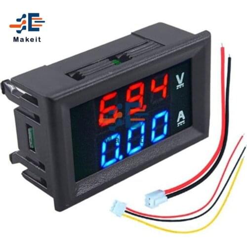 Mini Digital DC 100v 10a Voltmeter Ammeter Blue Red Led Dual Display Voltmeter Ammeter Voltage Current Meter Tester