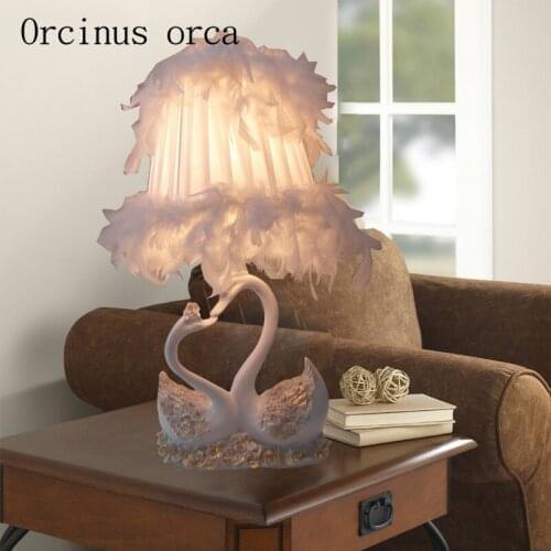 Cartoon romantic Swan lamp desk lamp bedroom Bridal Gift creative LED feather lamp free shipping