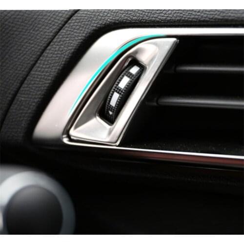 Stainless Steel Front Central Air Conditioner Outlet Decorative Cover For Peugeot 5008 4008 2016 2017 2018 Car Accessories 3pcs