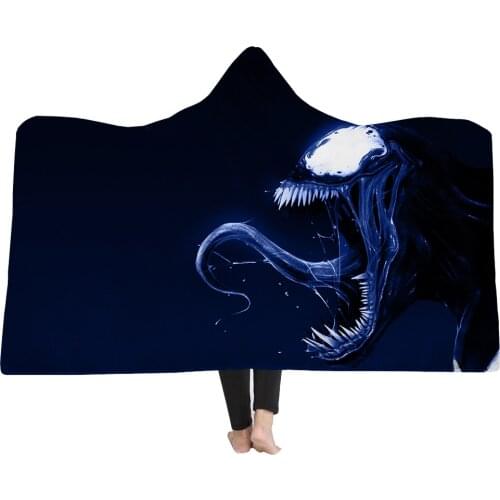 American Film Venom Fierce Blanket with hat comfortable soft keep warm Blanket Black background for boys children Blanket