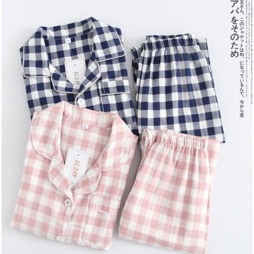2021 Spring Fall Autumn Winter Clothing Sets For Boys Girls 2-Piece Coat Style Cotton Pajama Plaid Homewear Loungewear