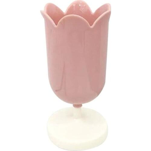 Plastic Storage Box Cosmetic Brush Pen Holder Desktop Sundries Container Petal Shaped Makeup Organizer for Home Office