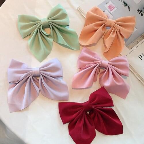 Big Bows Girl Hair Clips Summer Baby Thin Hair Accessories Solid Soft Barrette for Children Korean Style Hairgrips Photo Props