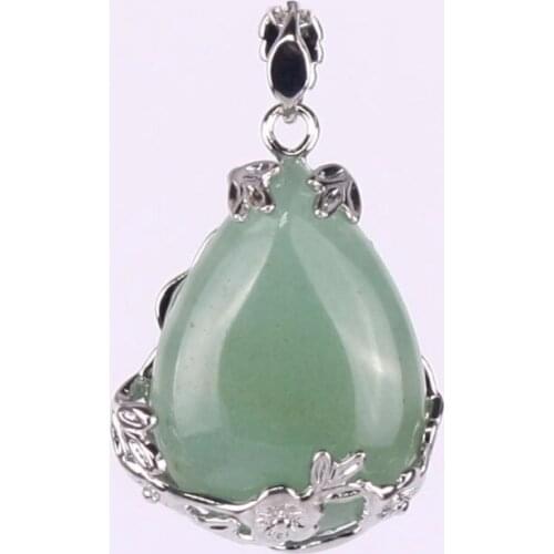 50pcs/lot Balmatin Natural Stone Pendant Water Drop Crystal Pillar Plated Rhodium Flower Teardrop Quartz Charms DIY Jewelry Free