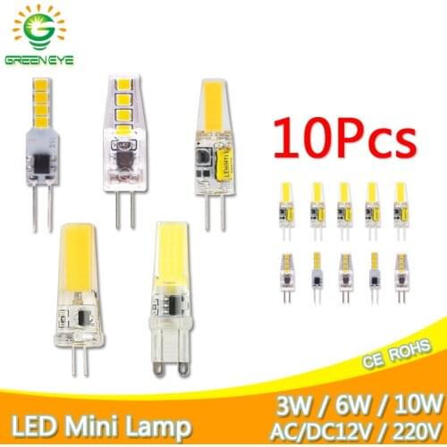 10pcs LED Bulb G4 Lamp Dimmable AC DC 12V 220V cob led G9 3W 6W 9W COB LED Lighting replace Halogen Spotlight Chandelier