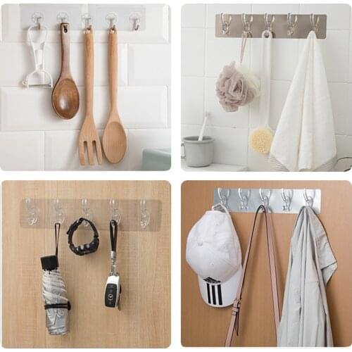 Transparent Nail-Free Wall Hooks For Hanging On The Wall Hat Coat Hanger Towel Holder Door Hook Kitchen Bathroom Storage Rack
