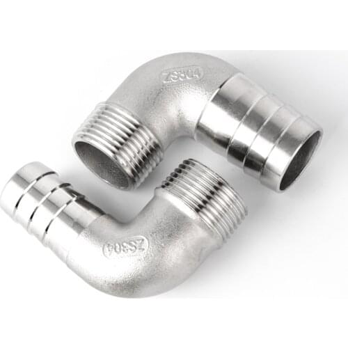1/4'' BSP Male Thread x 12mm 304 Stainless Steel Elbow Connector Barb Hose Tail Reducer Pagoda Joint Coupling Pipe Fitting