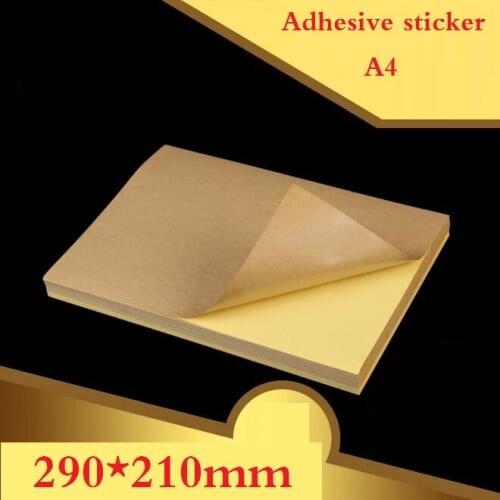 100 Sheets/lot A4 size Blank Kraft adhesive sticker Self adhesive A4Kraft Label Paper for Laser Inkjet Printer Packaging Label