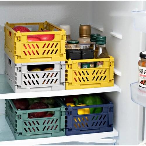Folding Storage Box Plastic Storage Baskets Rack Stackable Container Home Kitchen Warehouse Organizer Cosmetic Crate S/L/XL