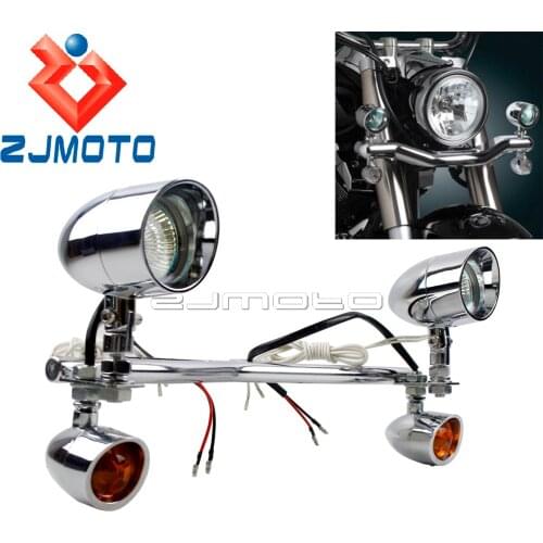 Steel Turn Signals Lamp Auxiliary Spot Fog Lights Bracket Kit For Harley Honda Triumph Boulevard VL800 VT750 1100 VTX1300 1800