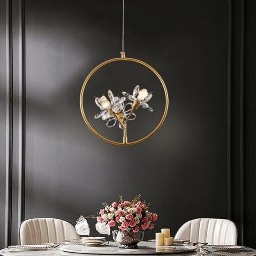 Postmodern bubble crystal flower golden ring LED chandelier kitchen corridor bedroom luxury loft decoration home NJ70711