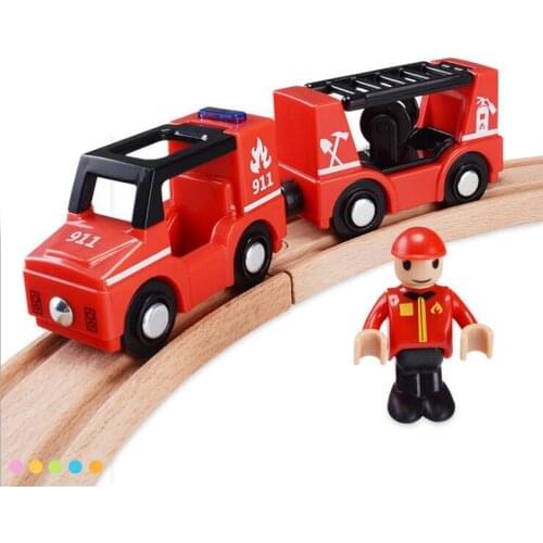 W122 Free Shipping Acoustic Light Plastic Magnetic Fire Train Children Traffic Toy Game Scene Compatible with BRIO Wood Track